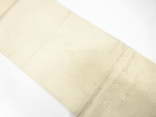 JAPANESE KIMONO / ANTIQUE MARU OBI FOR BRIDES / WOVEN FLOWER ROUNDEL